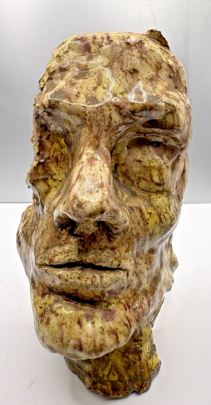 Folk Art Pottery Face Sculpture Terracotta Studio Art Ceramic Odd Quirky OOAK